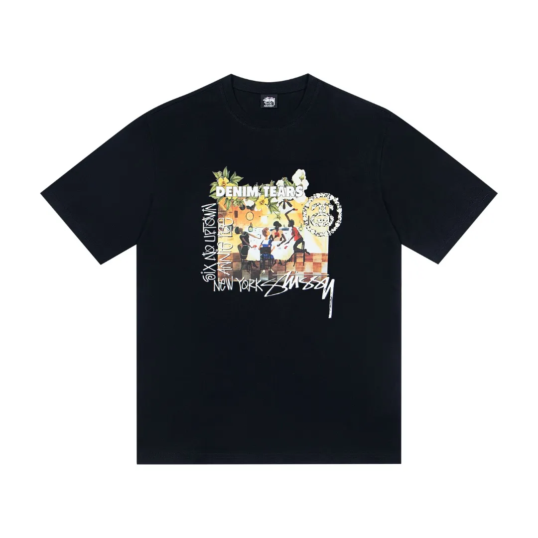 🔥 107# P55 （In Stock ） Stussy Stussy x Denim Tears SS 25 T Same Style ：Black White Size：S M L XL ： 260 ：